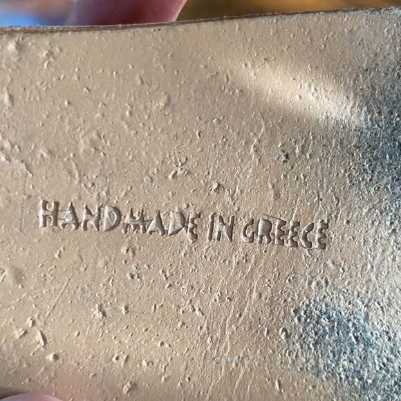 Ancient Greek wood wedge leather sandals size 5.5 - Picture 8 of 8